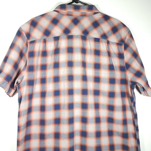 The North Face Men's XL Orange Multi Cotton Plaid Short sleeve Button Up Shirt - Picture 6 of 8